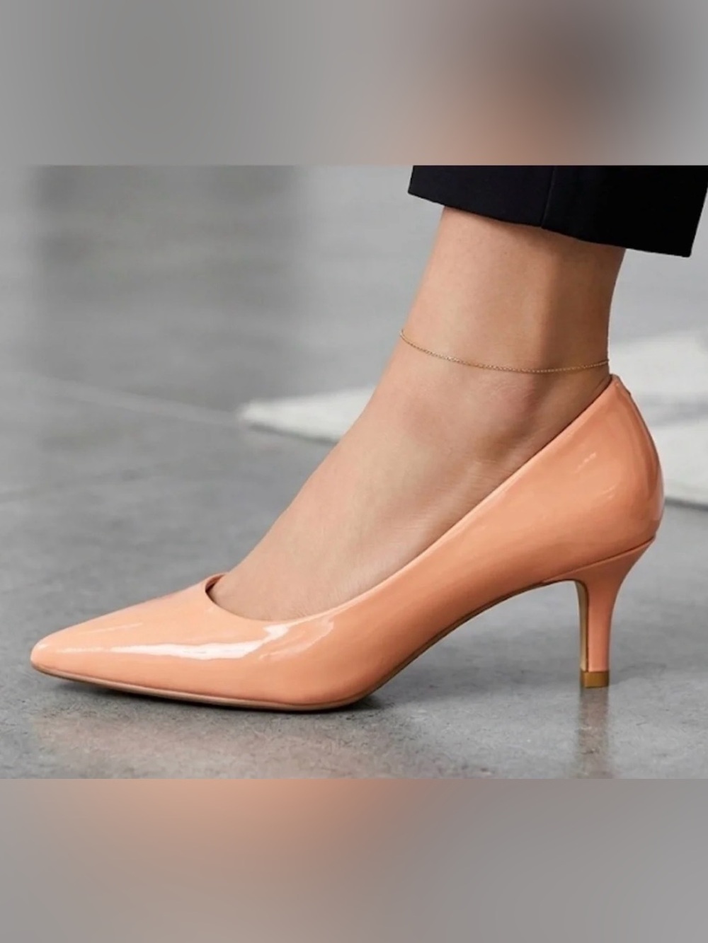 Antonio Melani Ellen Pointed-Toe Pump in Peach Patent Leather